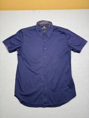 Buttercloth Regular Fit Short Sleeve Button-Up Shirt M Navy